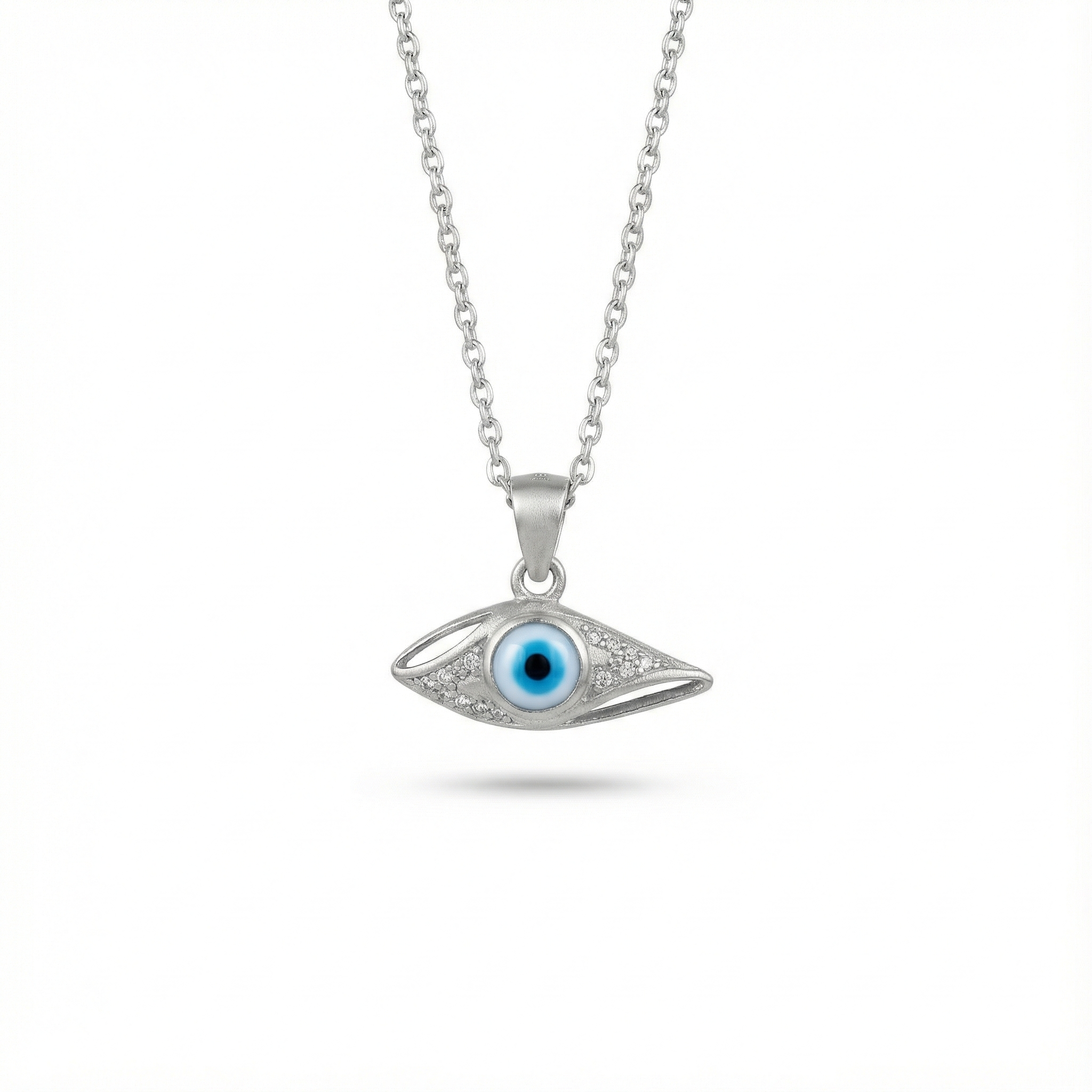Sleek Evil Eye Silver Pendant with chain