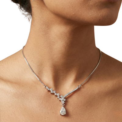Starlight V-Drop Silver Necklace