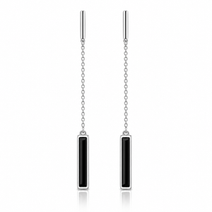 Midnight Bar Threader Earrings - 925 Sterling Silver - Lustra
