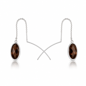 Smoky Elegance Threader Earrings - 925 Sterling Silver - Lustra