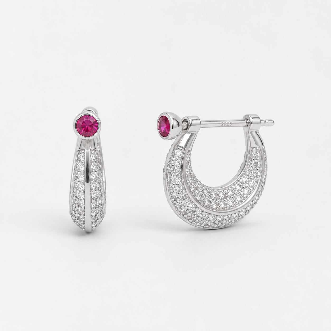 Ruby Glimmer Pavé Hoop Earrings