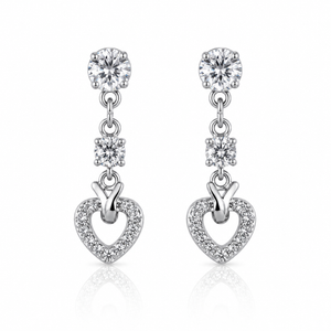 Eternal Heart Sparkle Drop Earrings - 925 Sterling Silver - Lustra