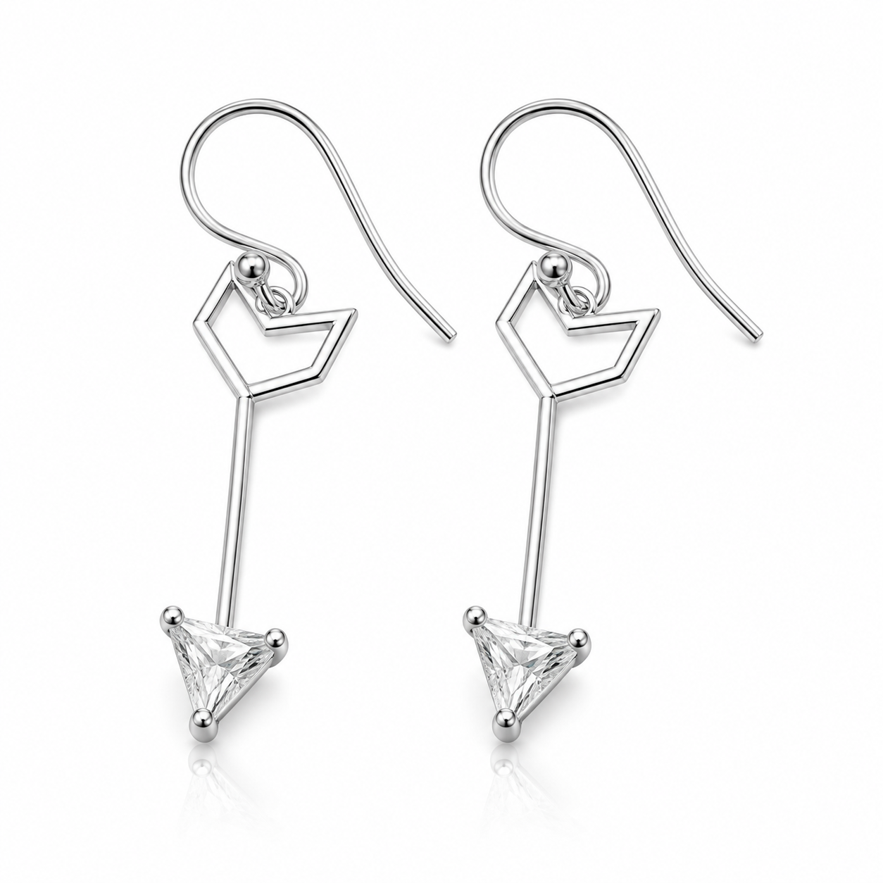 Lunar Arrow Drop Earrings - 925 Sterling Silver - Lustra