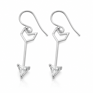 Lunar Arrow Drop Earrings - 925 Sterling Silver - Lustra