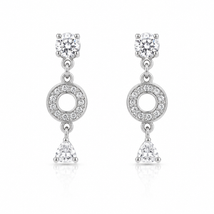 Aurora Halo Drop Earrings - 925 Sterling Silver - Lustra