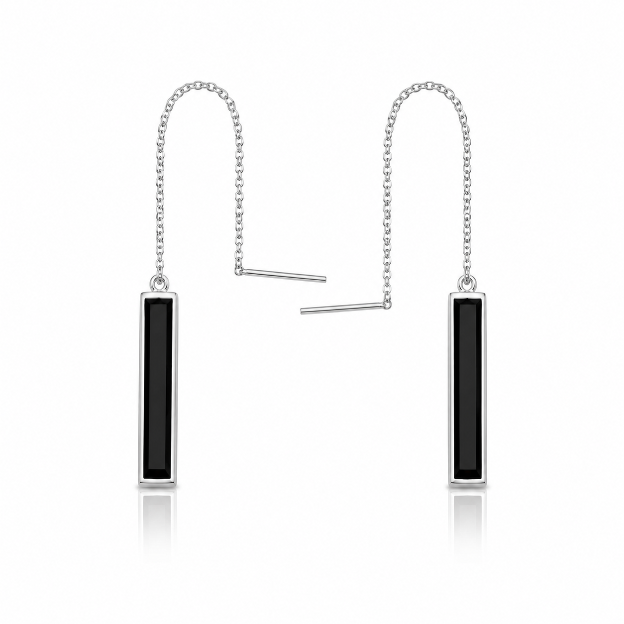 Midnight Bar Threader Earrings - 925 Sterling Silver - Lustra