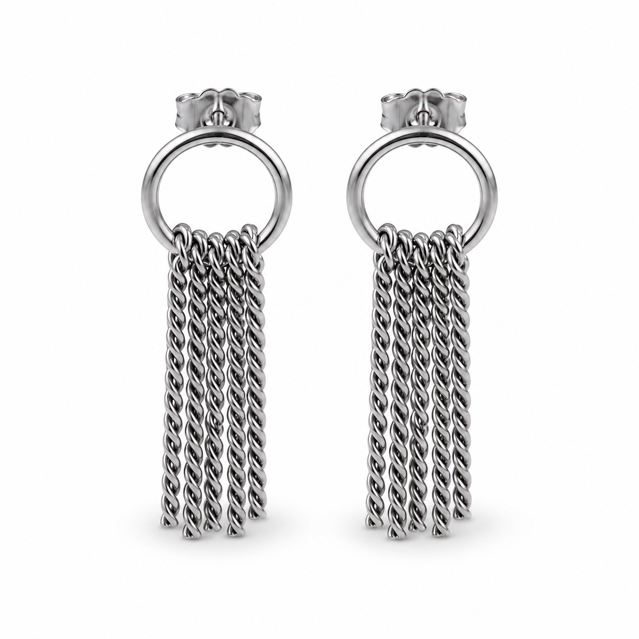 Twilight Tassel Silver Dangler Earrings