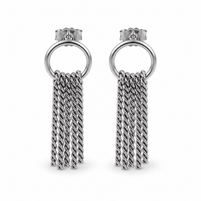 Twilight Tassel Silver Dangler Earrings