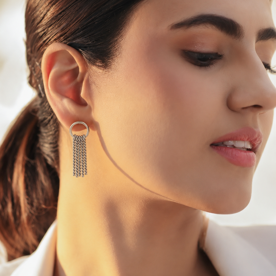 Twilight Tassel Silver Dangler Earrings