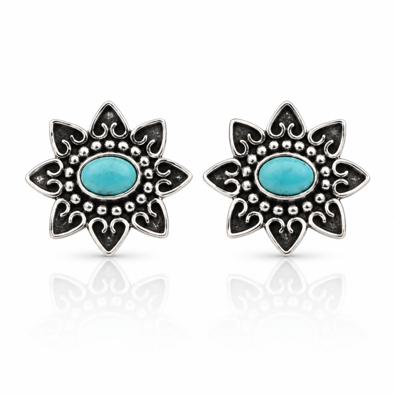Turquoise Bloom Vintage Stud Earrings