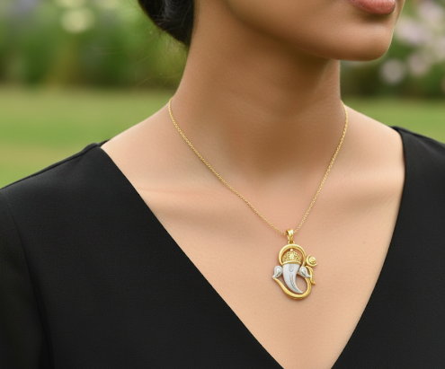 Divine Aura Sterling Silver Ganesha Unisex Pendant