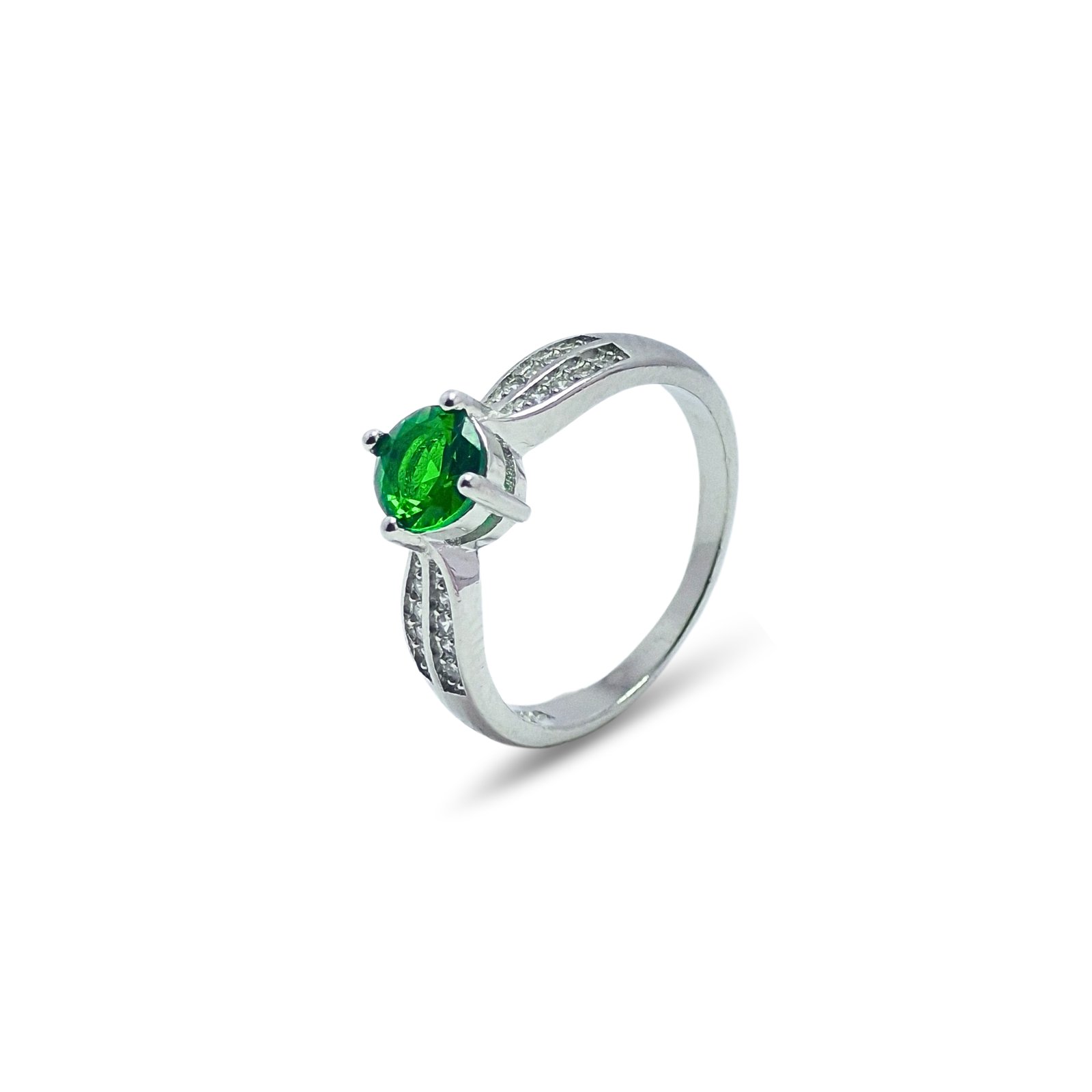 Radiant Emerald Silver Ring