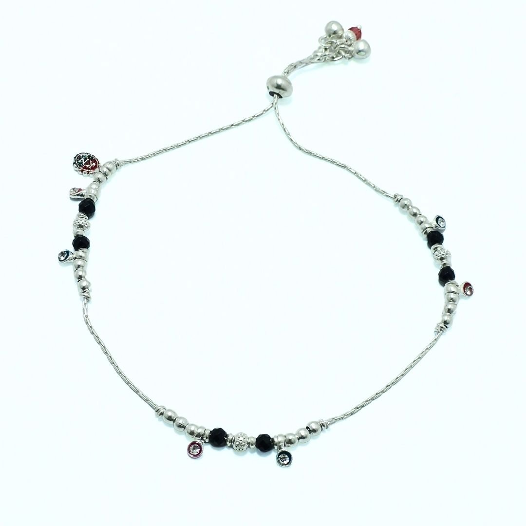 Dual Tone Charm Dangle Anklet