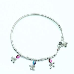 ColorBloom Silver Charm Anklet