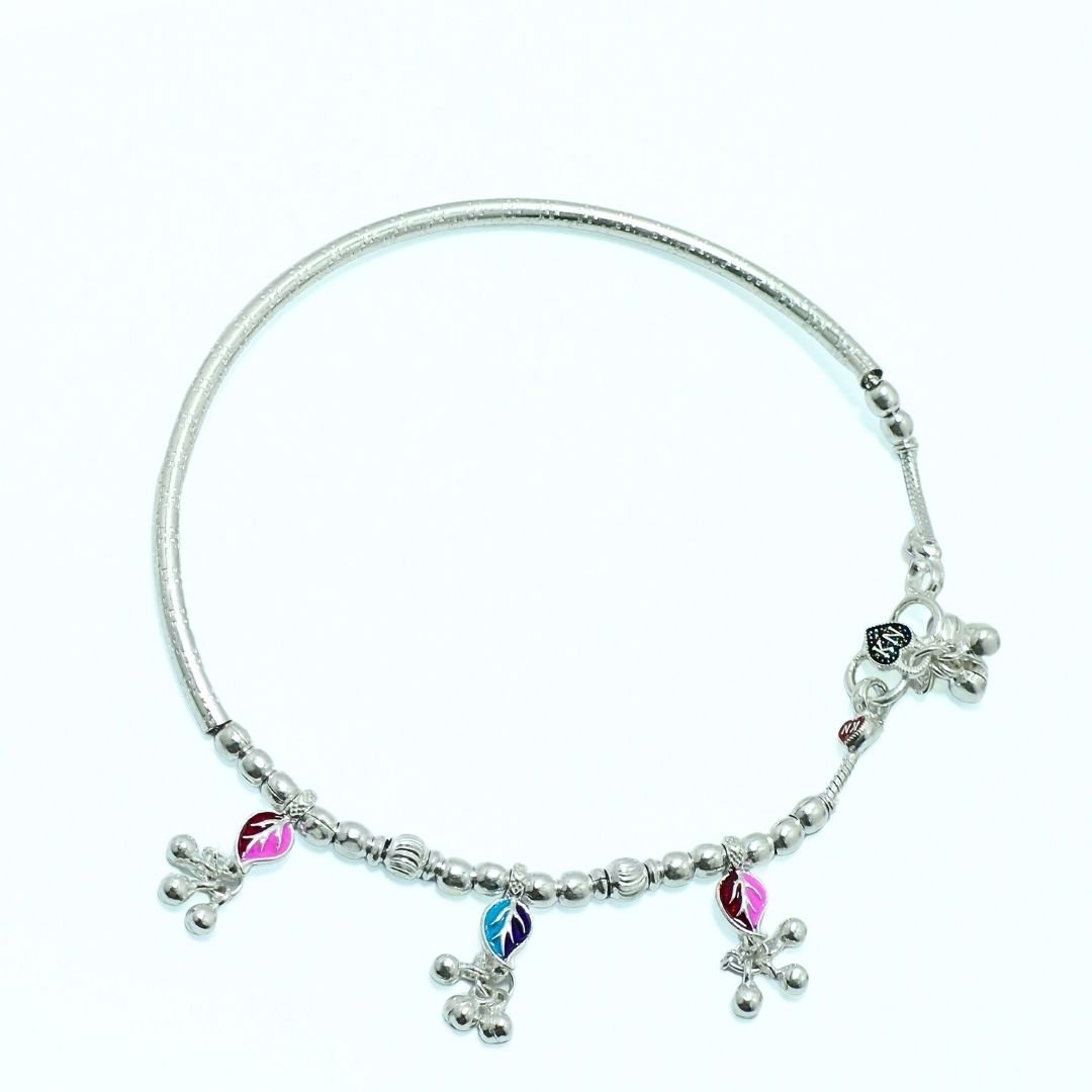 ColorBloom Silver Charm Anklet