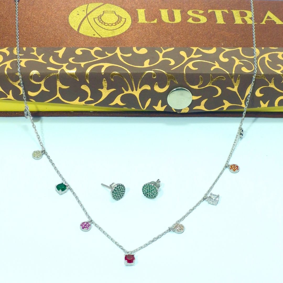Colorful Sparkle Necklace and Earrings Set