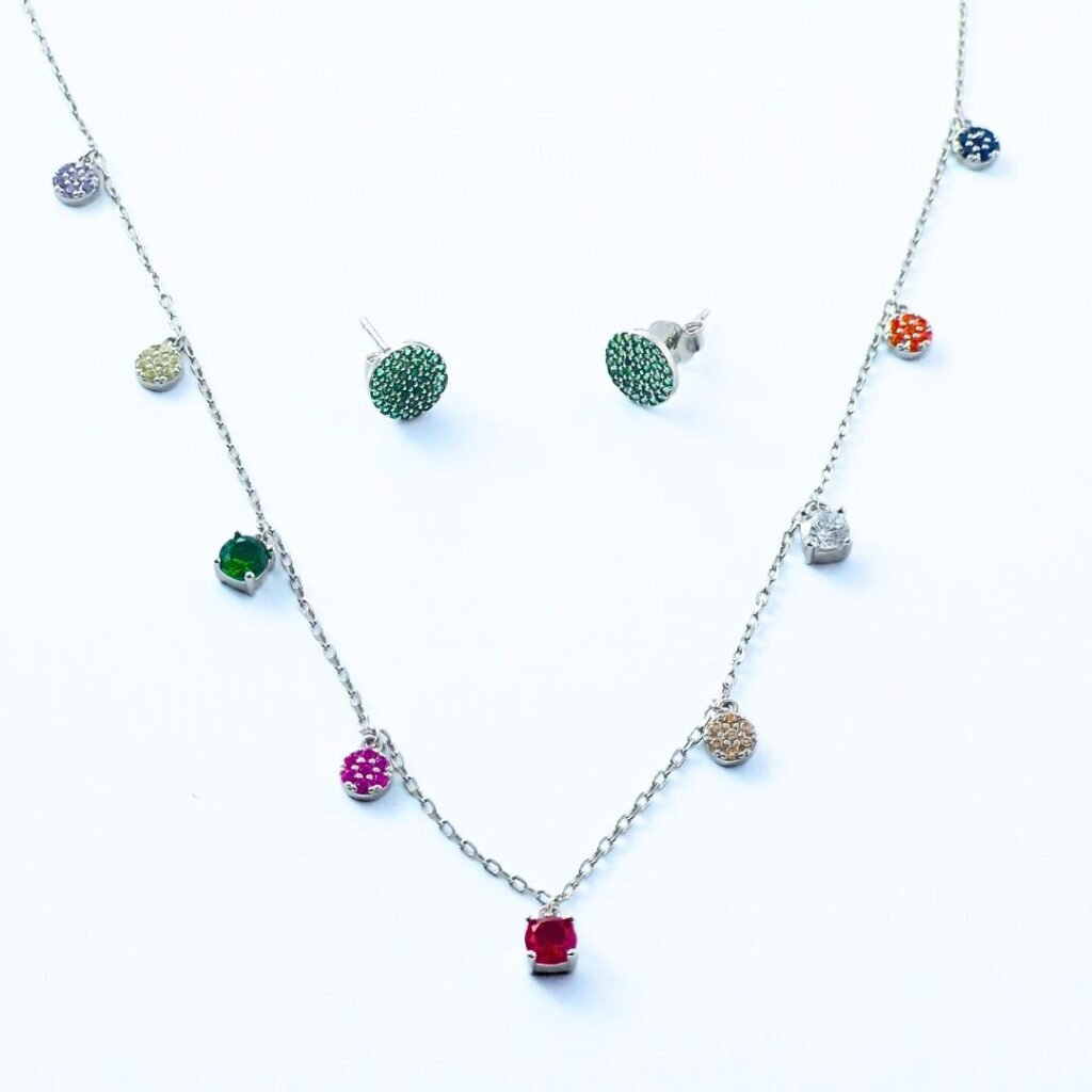 Colorful Sparkle Necklace and Earrings Set