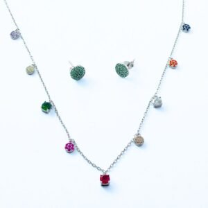 Colorful Sparkle Necklace and Earrings Set