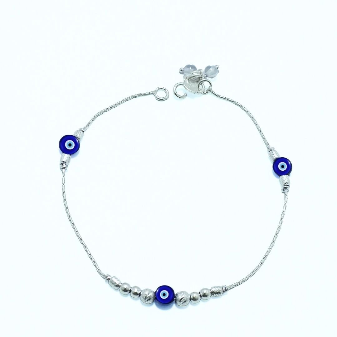Evil Eye Protect Sterling Silver Anklet