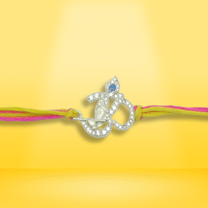 Krishna Om Rakhi – Diamond Studded with Mor Pankh & Face Detailing
