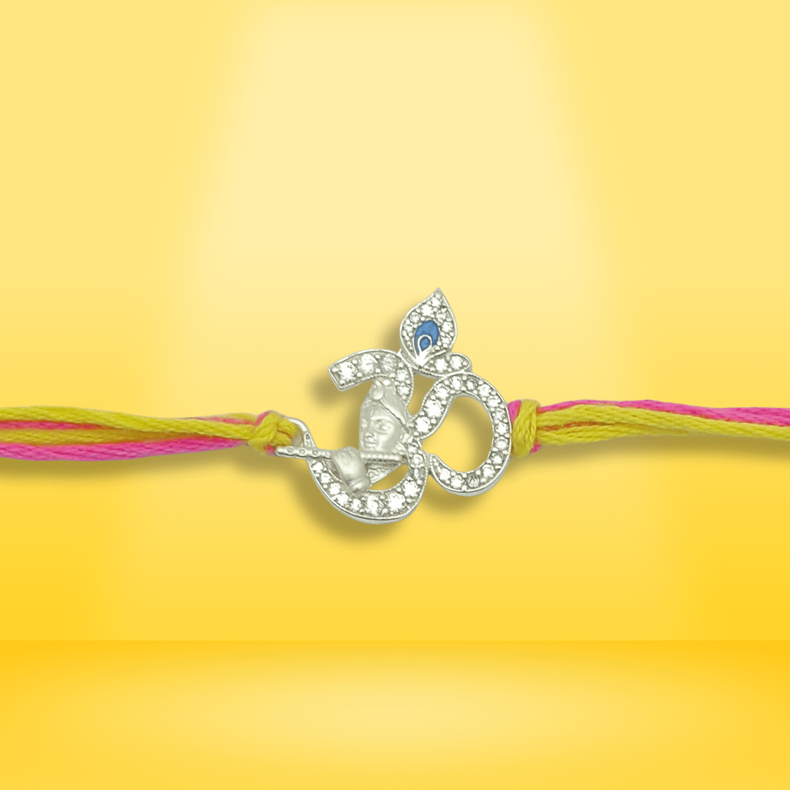 Krishna Om Rakhi – Diamond Studded with Mor Pankh & Face Detailing