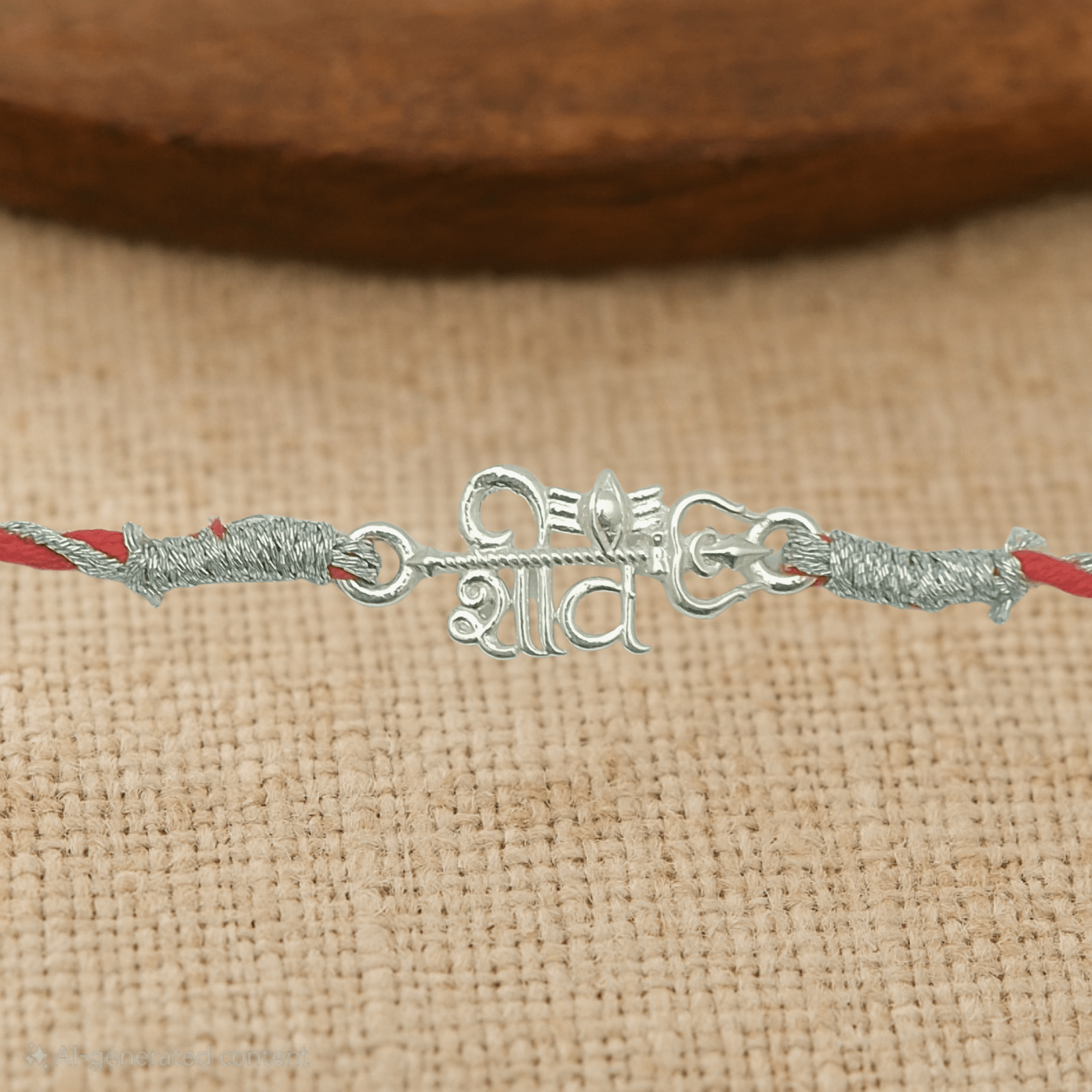 Shiv Trishul Rakhi – Silver Script with Third Eye Tilak | Lustra