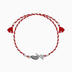 Infinity Feather Rakhi – Red Thread with Toggle Closure