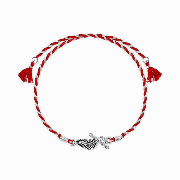 Infinity Feather Rakhi – Red Thread & Toggle Lock | Lustra Raksha Bandhan