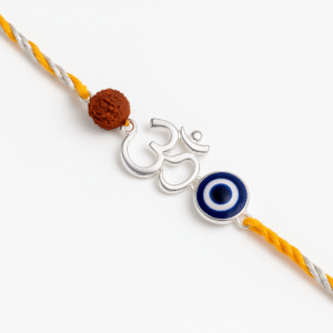 Om Evil Eye Rudraksha Rakhi in 92.5 Silver