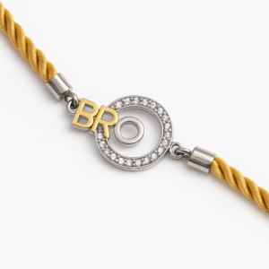 BRO Letter Rakhi with Crystal Circle – Lustra Exclusive