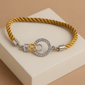 BRO Letter Rakhi with Crystal Circle – Lustra Exclusive