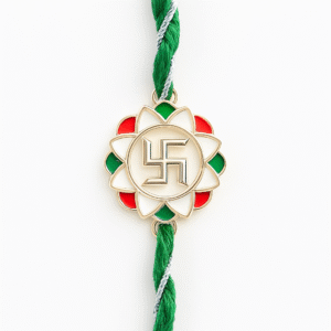 Swastik Rakhi with Lotus Tricolor Motif – Lustra Exclusive