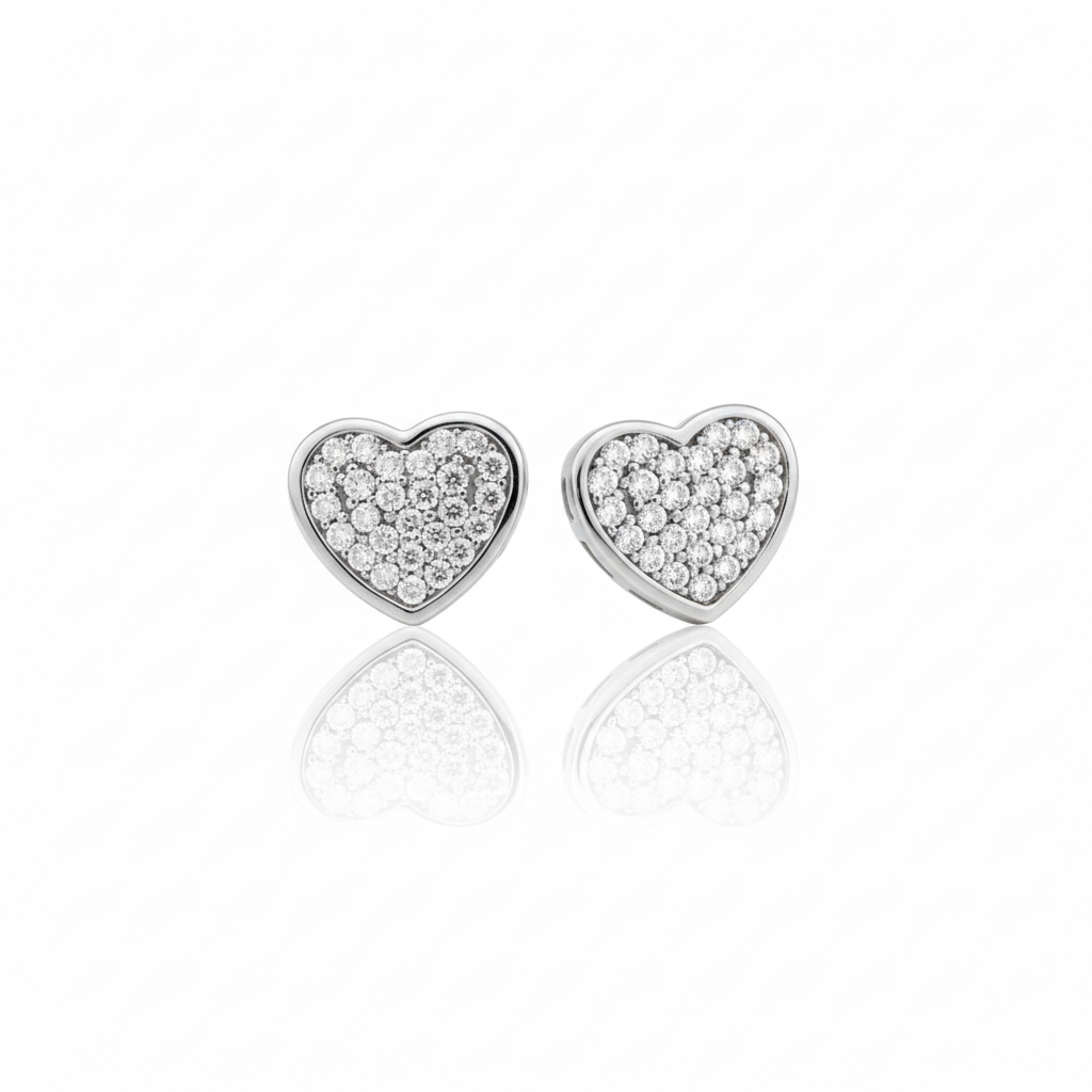 Sparkling Heartbeat Stud Earrings